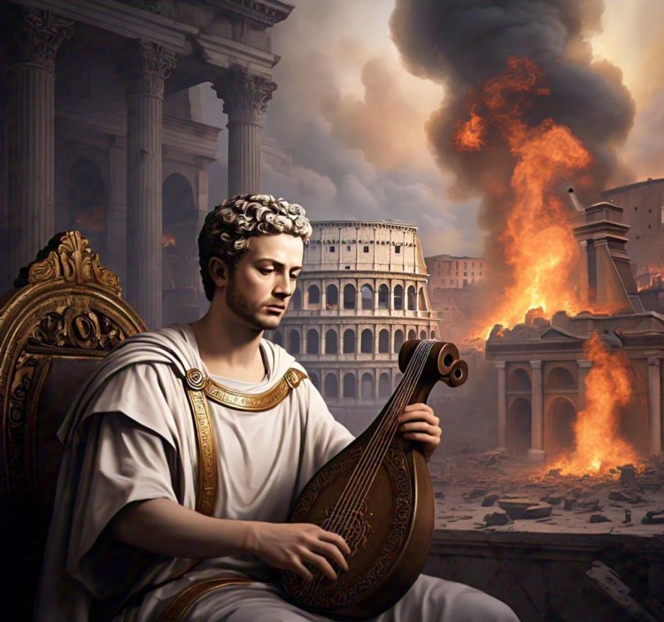 Nero with Burning Rome